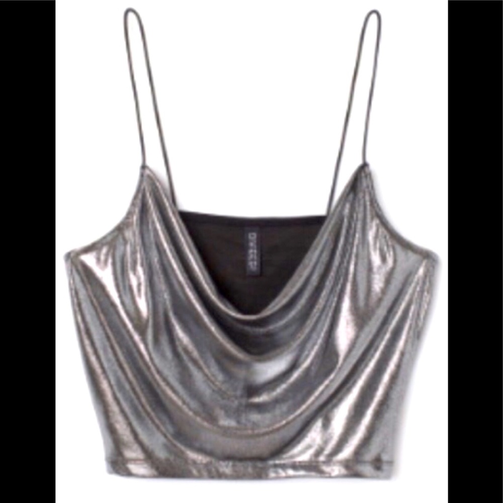 Silver metallic holiday club rave party cami top